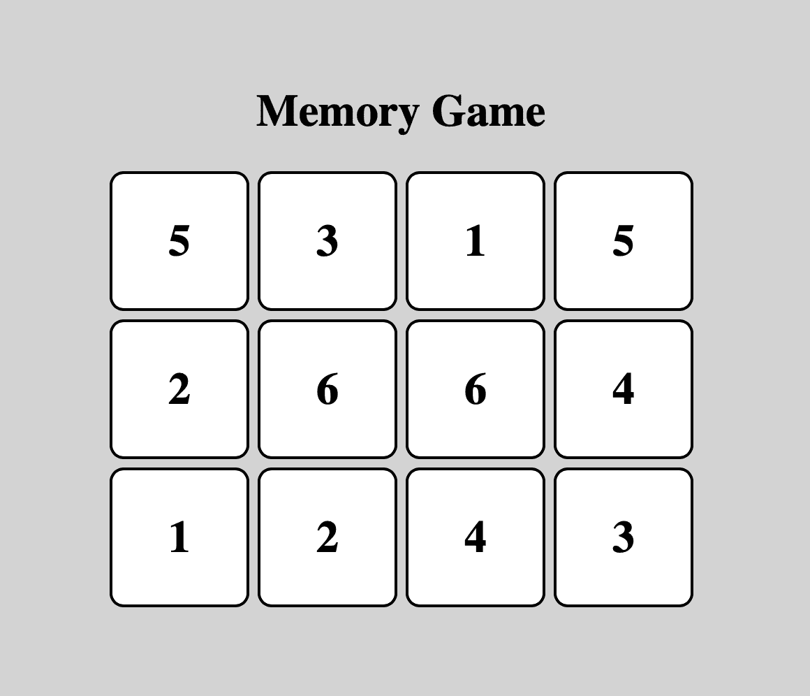 カードに割り振られた数字の表示例