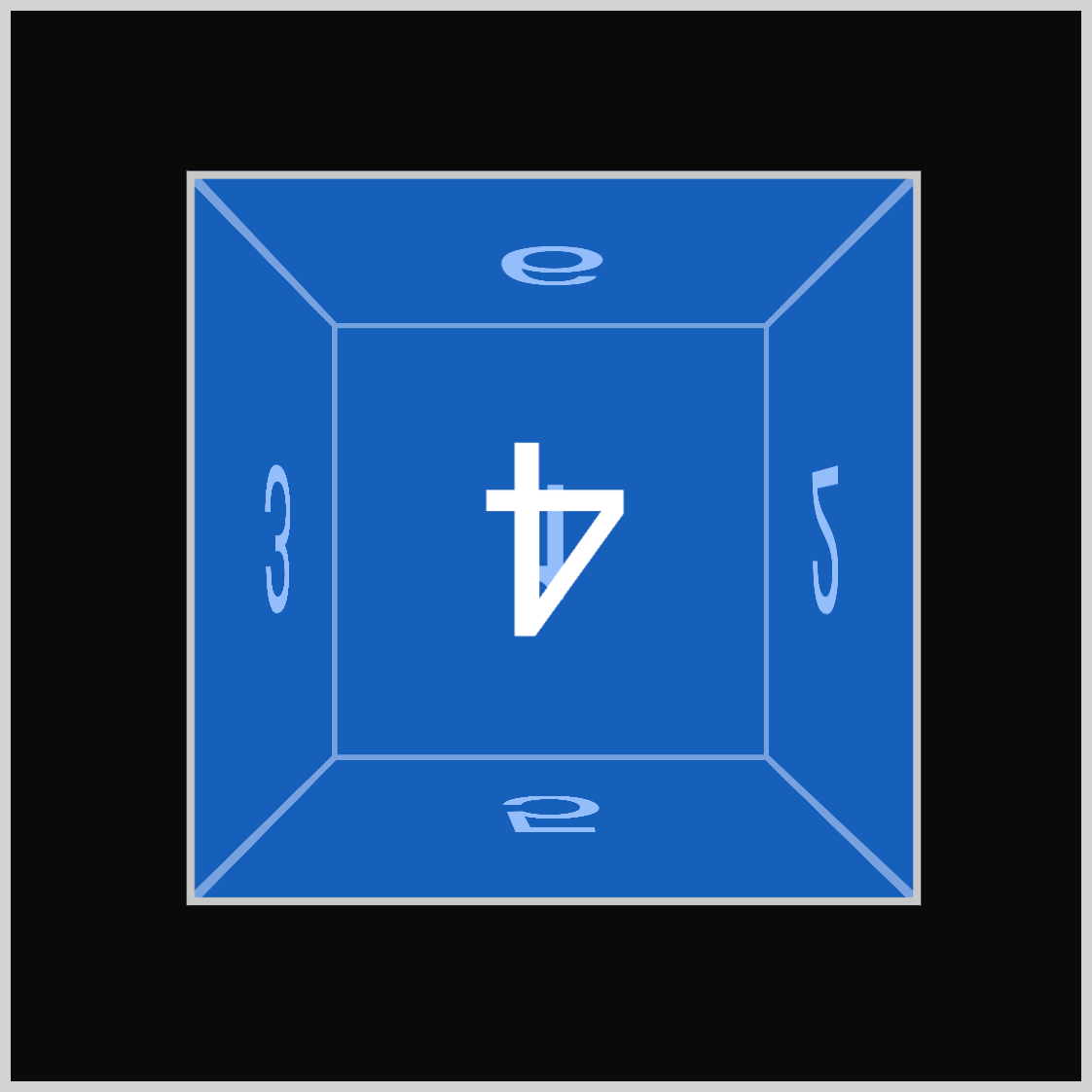 X-axis Blue Cube - 180 degrees