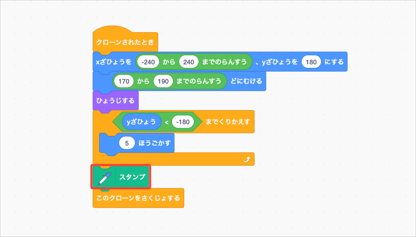 スタンプしてからクローンをさくじょする